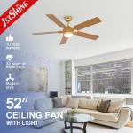 52 Inches Remote App Control Led Ceiling Fan Large Air Flow Abs Blade 18w Light for sale