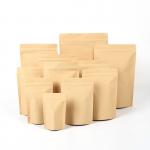 Recyclable Compostable Biodegradable Stand Up Pouches Kraft Paper Zipper Bag 70g for sale