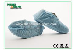 China Dust Prevention Disposable Non Woven Shoe Covers With Non Slip Stripes supplier