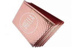 China Custom Printed Padded Bubble Mailers Rose Gold Plastic Metallic Foil Envelopes supplier
