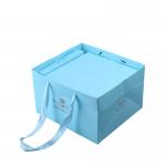 Custom Printed Large Square Bottom Paper Carrier Bags With Satin Ribbon Handles