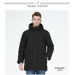 Parker Style Bio Down Man Coat Black Mens Casual Coats With 6 Pockets for sale