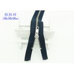 Silver Teeth 20 Inch Metal Separating Zipper Polyester Tape For Denim Coats