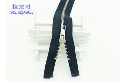 China Silver Teeth 20 Inch Metal Separating Zipper Polyester Tape For Denim Coats supplier