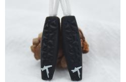 China Novelty SGS 3D Embossed Plastic Zipper Puller With Polyester String supplier