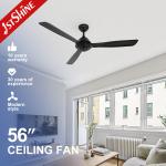 1stshine Ceiling Fan with 6 Speed Remote Control Standard Wind Black Metal Blades for sale