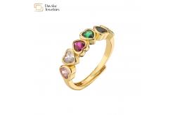 China 18k Gold Plated Heart Diamond Rings Adjustable Open Sweet Love Zircon supplier