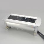 Manual Silver  Brushed Aluminum Alloy Table Pop Up Hidden Socket