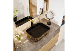 China Custom Square Black Golden Art Deco Pedestal Basin 500*380*130mm supplier