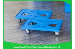 China Flat Blue Plastic Moving Dolly Four Wheels 100% PP Materials For Industrial supplier