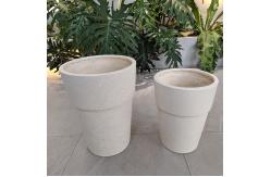 China Cream Composite Clay Flower Pot with Smooth Hand Carved Design supplier