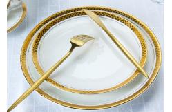 China OEM ODM 8.25 Inch Ceramic White Plates With Gold Trim supplier