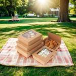 Customized eco-friendly and biodegradable kraft paper takeaway food box kraft paper lunch box for sale