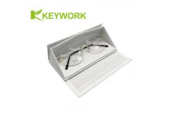 China Multifunctional Tri Fold PU Leather Metal Reading Optical Glasses Case Resit Compression supplier