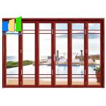Exterior Patio Red Folding Glass Stack Bifold Door With Aluminum Frame for sale