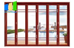 China Exterior Patio Red Folding Glass Stack Bifold Door With Aluminum Frame supplier