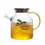 Handmade Juice Carafe With Lid , Borosilicate Glass Short Water Pitcher