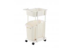 China Stackable 72cm 2 Tier Plastic Laundry Hamper With Wheels supplier