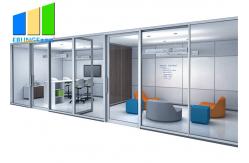 China Demountable Soundproof Office Partition Double Glass Fixed Partition Walls With Aluminum Frame supplier