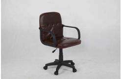 China Dark Brown Leather Office Chair , Middle Back Executive Computer Chair With Nylon Armrest supplier