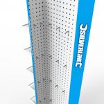 Casters Pegboard Rotating Display Stand Metal Pegboard Display Stand With Hooks