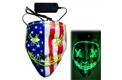 China American Flag Pattern Halloween LED Face Mask 3 Flashing Modes supplier