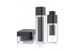 China Square Black Acrylic Clear Airless Pump Bottles Bulk And Jar supplier
