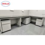 Gray White Phenolic Resin Worktop Mobile Laboratory Table With Movable Storage Cabinet for sale