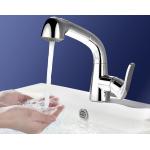 Simple Pull Out Rotary Hot Cold Bathroom Basin Faucet for sale