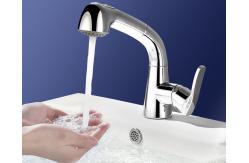 China Simple Pull Out Rotary Hot Cold Bathroom Basin Faucet supplier