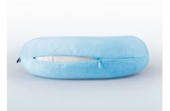 China Neck Rest Travel Pillow Relaxation Nap Cushion With Luxury Blue Plush Velour Cover supplier