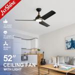 ETL Certificate 1stshine LED Ceiling Fan in Black Color with Remote Metal ABS Material for sale