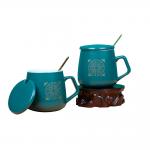 Matte 7x9cm Reusable Ceramic Coffee Cup Traditional Chinese Medicine Style With Spoon