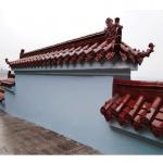 Custom Frost Resistant Rose Red Glazed Ceramic Roof Tiles 220mm for sale