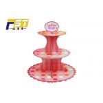 Luxury Fancy Cardboard Cake Display , Round Shape Three Tier Cardboard Cake Stand