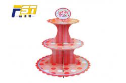China Luxury Fancy Cardboard Cake Display , Round Shape Three Tier Cardboard Cake Stand supplier