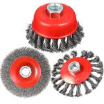 3 Pieces 4 Inch Wire Wheel Brush Coarse Crimped Twisted Knotted for sale