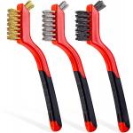 Wire Brush Set 3Pcs Brass Bristles Curved Handle For Rust Dirt Paint Scrubbing for sale
