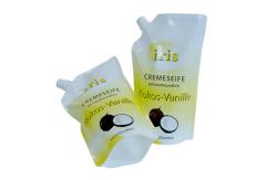 China PE/PET side spout pouch packaging with bottom gusset,liquid bag supplier