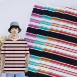 Customized Cotton Stripe Fabric Multicolor Soft Sweat Absorbing Material 175cm for sale