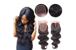 China Middle Part Curly Human Hair Wigs Lace Closure With Baby Hair 4x4 supplier