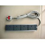 Black UK 4 Socket Electrical Extension Cord , Rack Mount Power Distribution Unit for sale