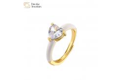 China Enamel Heart Diamond Rings , Opening Adjustable Zircon Love Heart Band Ring supplier