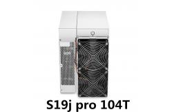 China S19j PRO 104T 3250w Antminer Bitcoin Miner 128MB DDR5 ASIC Mining Machine supplier