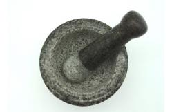 China Reliable Stone Mortar And Pestle Set 100% Solid Granite Round With Base supplier