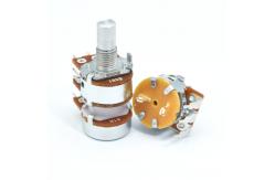 China Vertical  5k Audio Taper Potentiometer 16mm Double Gang Potentiometer supplier