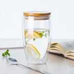 Espresso Mugs Double Wall Glass Cup 450ml Capacity Heat Resistant For Cafe