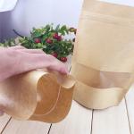 Clear Window Customized Paper Bags , Zipper Brown Paper Bags for sale