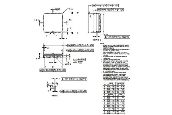 Integrated Circuit Chip HCMOS Microcontroller Unit MC68HC908AS60VFN MOTOROLA PLCC52
