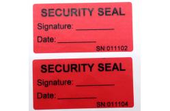 China 90um 2mil Tamper Proof Security Stickers Red Matte Semi Transfer High Residue supplier
